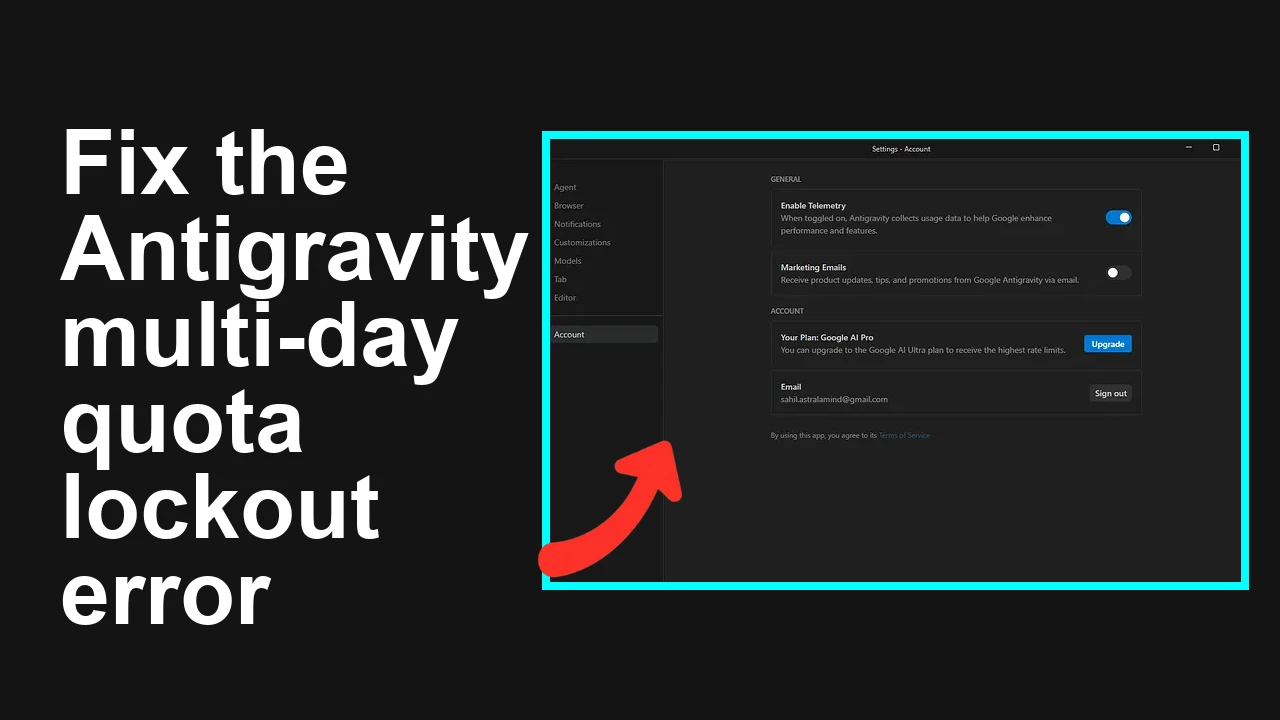 How to fix Google AI Pro Antigravity quota showing multi-day lockouts?