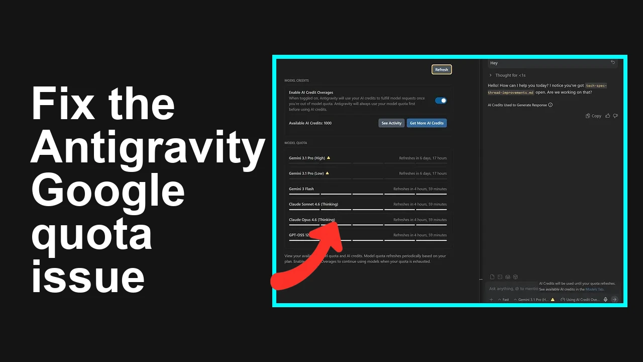 How to fix Google Antigravity quota issue?