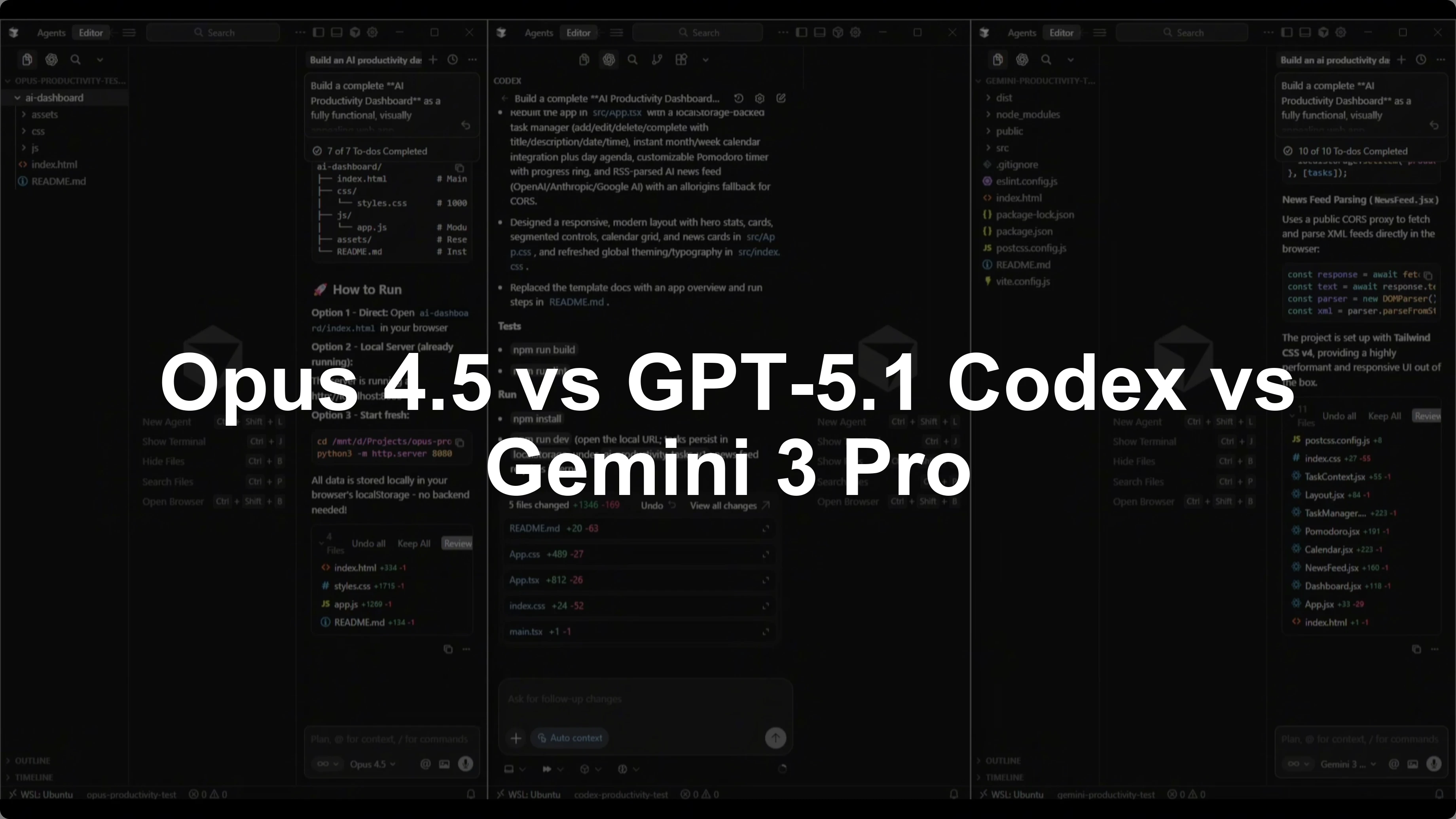 Opus 4.5 vs GPT-5.1 Codex vs Gemini 3 Pro