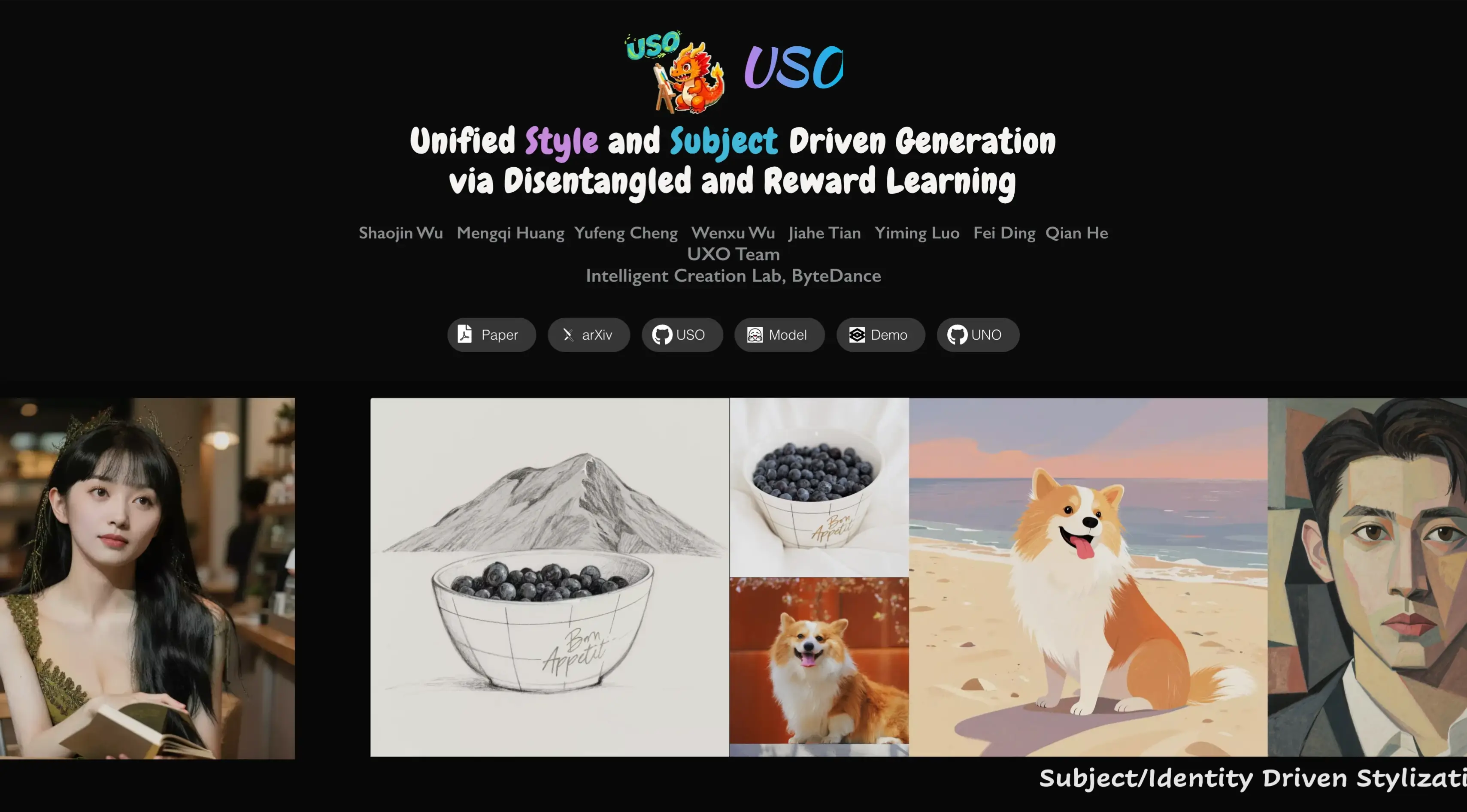 USO: AI Image Generation by UXO Team at Bytedance