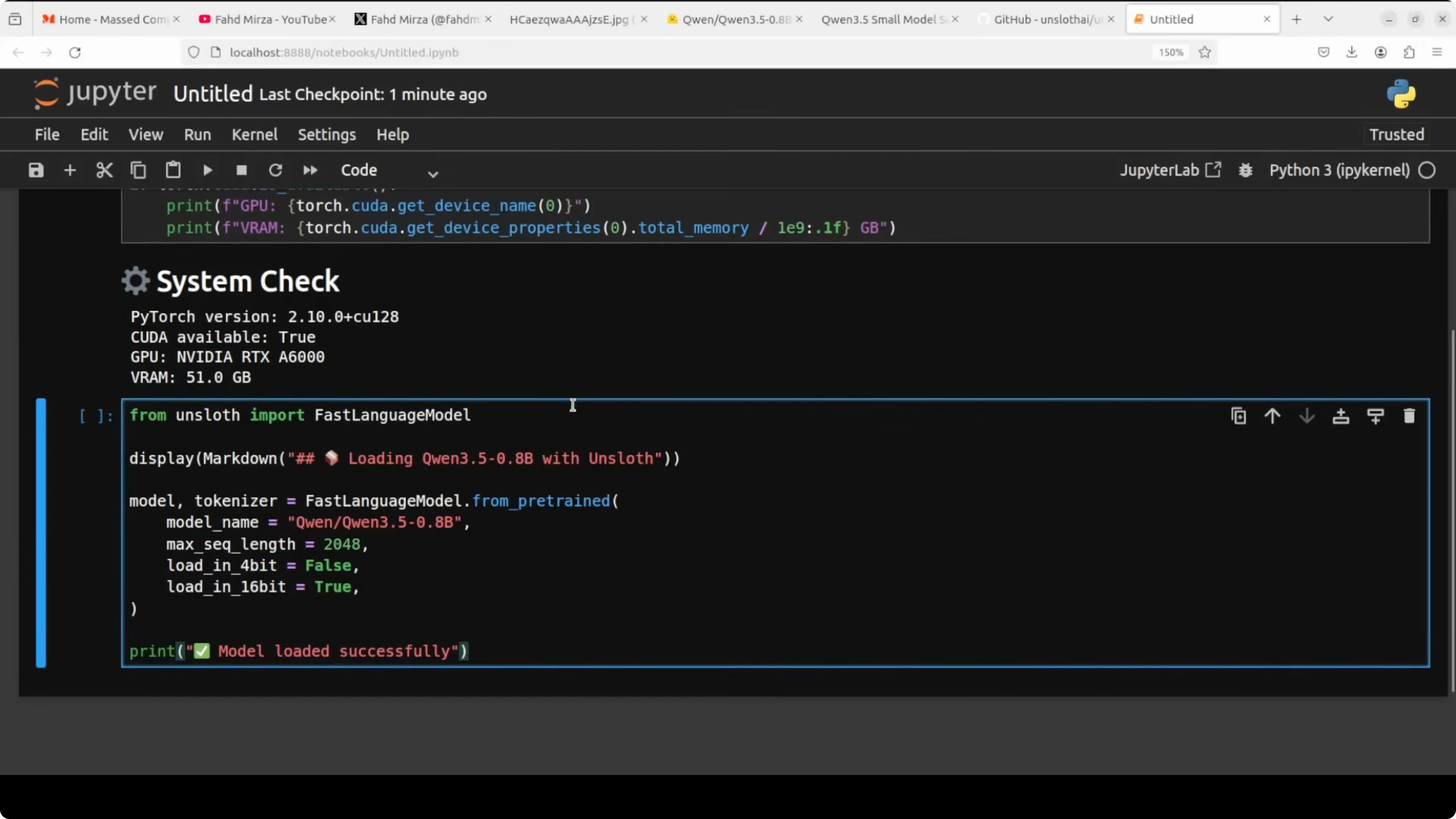 Screenshot from How to Fine-Tune Qwen3.5 0.8B Locally? at 220s