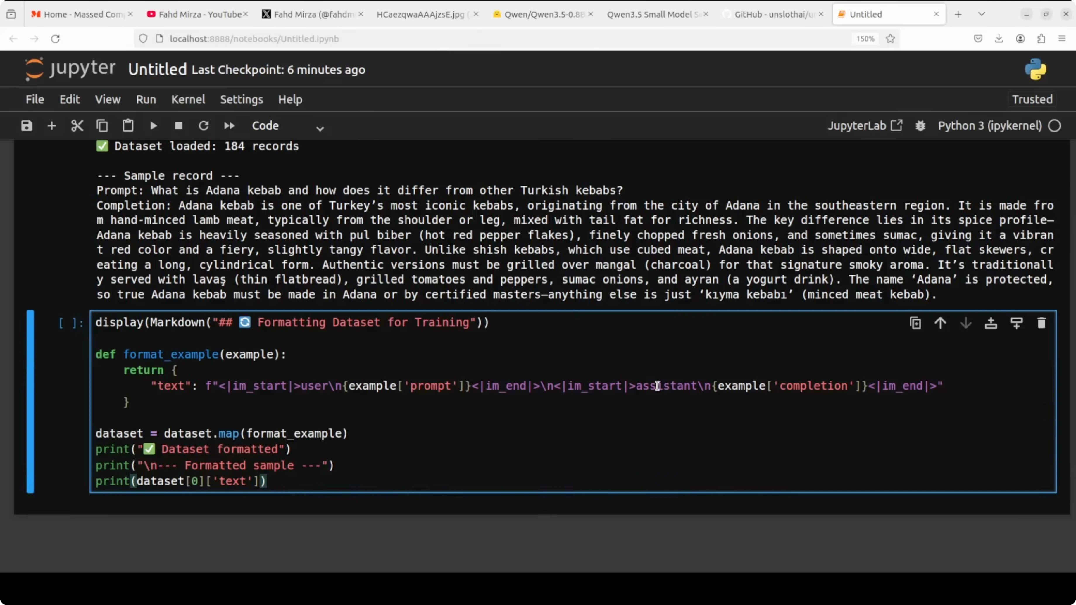 Screenshot from How to Fine-Tune Qwen3.5 0.8B Locally? at 437s