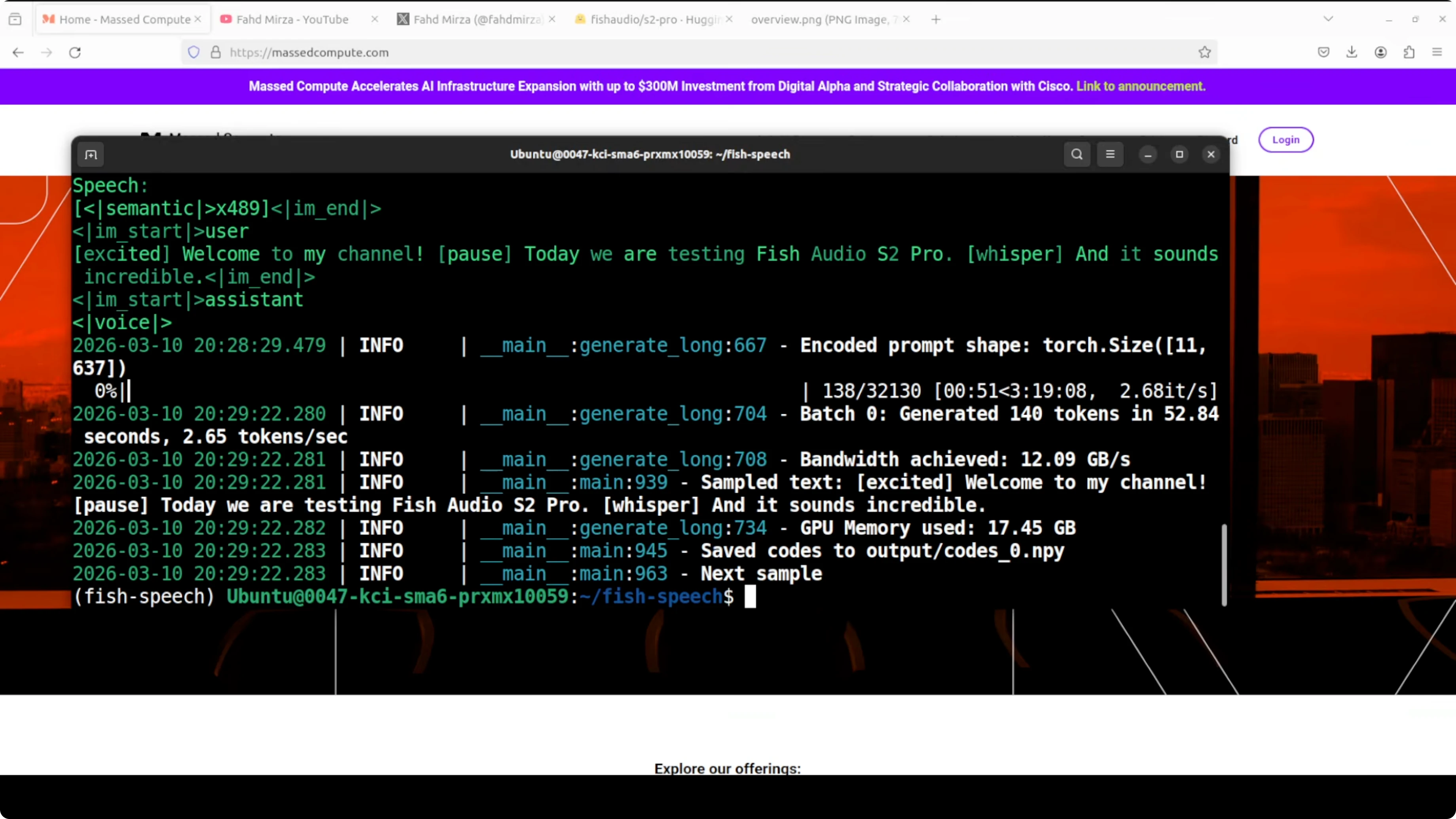 Screenshot from Fish Audio S2 Pro: Local Install & Voice Cloning with Emotion in 80+ Languages at 450s