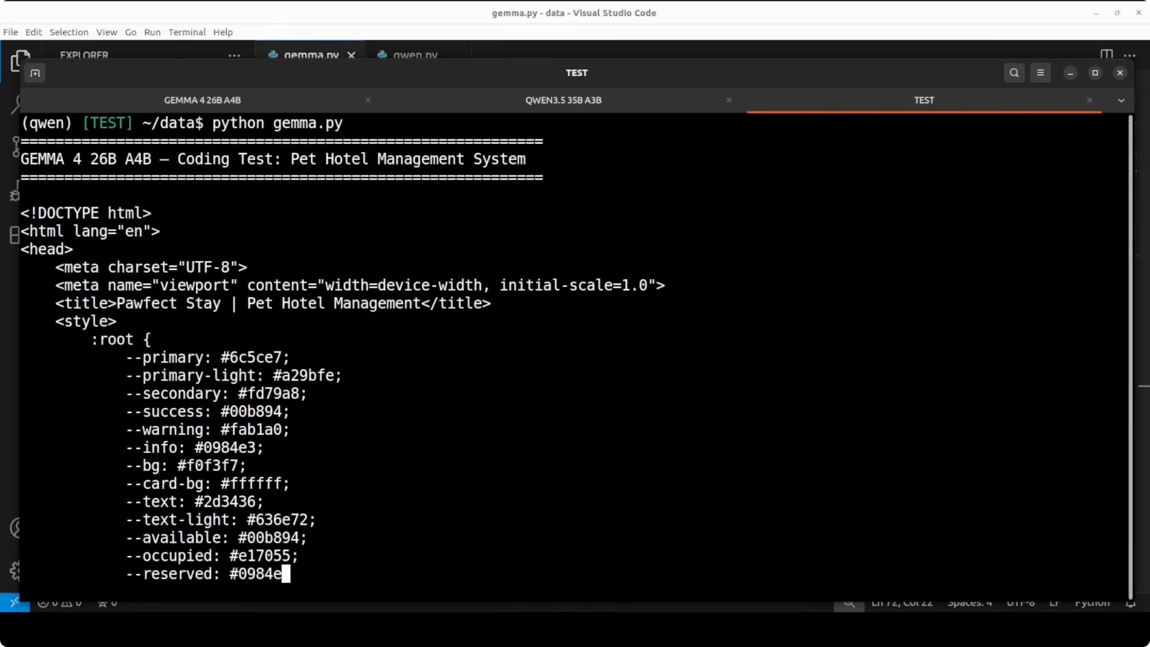 Screenshot from Gemma 4 26B A4B vs Qwen3.5 35B A3B at 390s