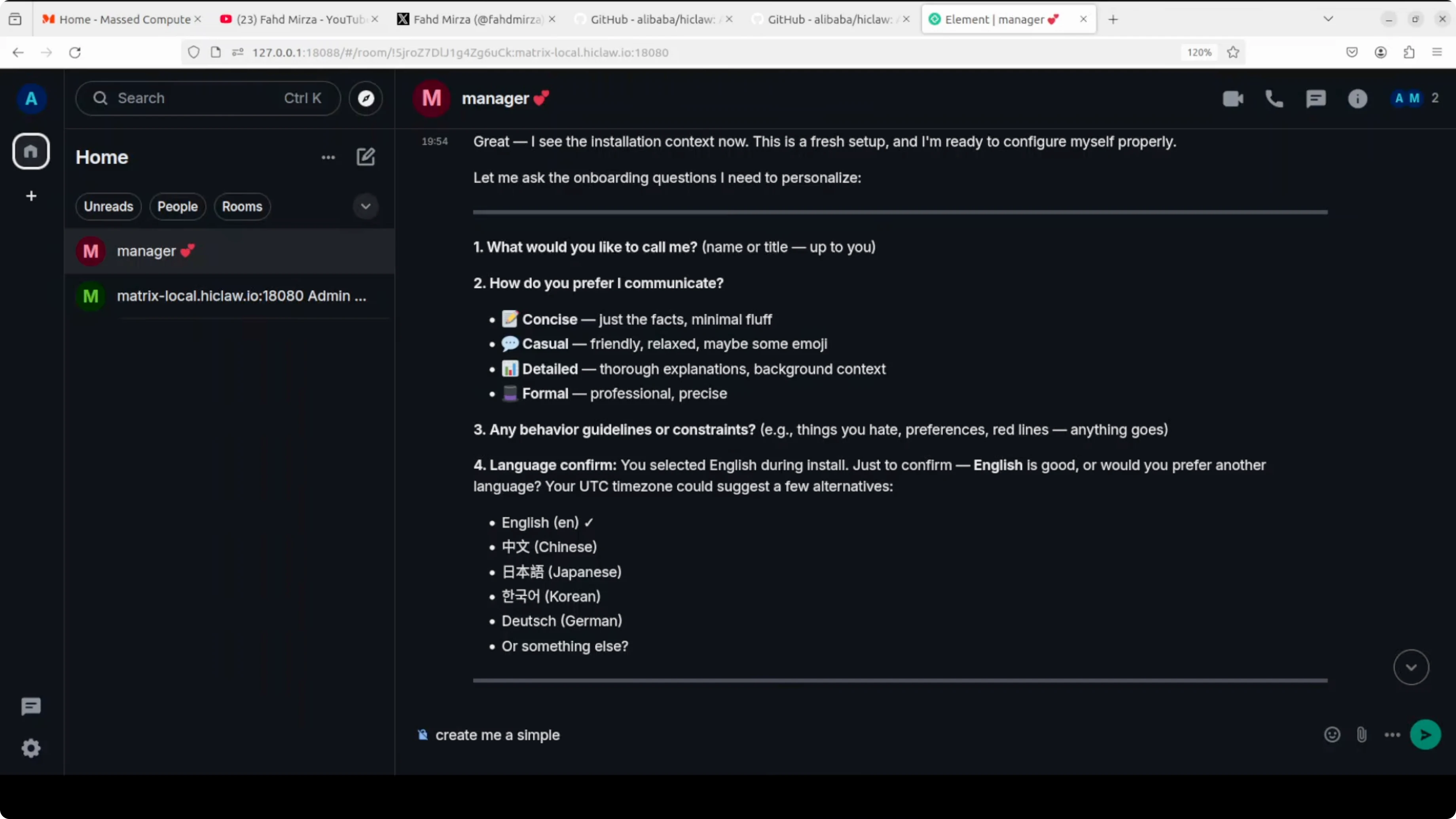 Screenshot from How to Run a Multi-Agent AI Team Locally with HiClaw and Ollama? at 496s