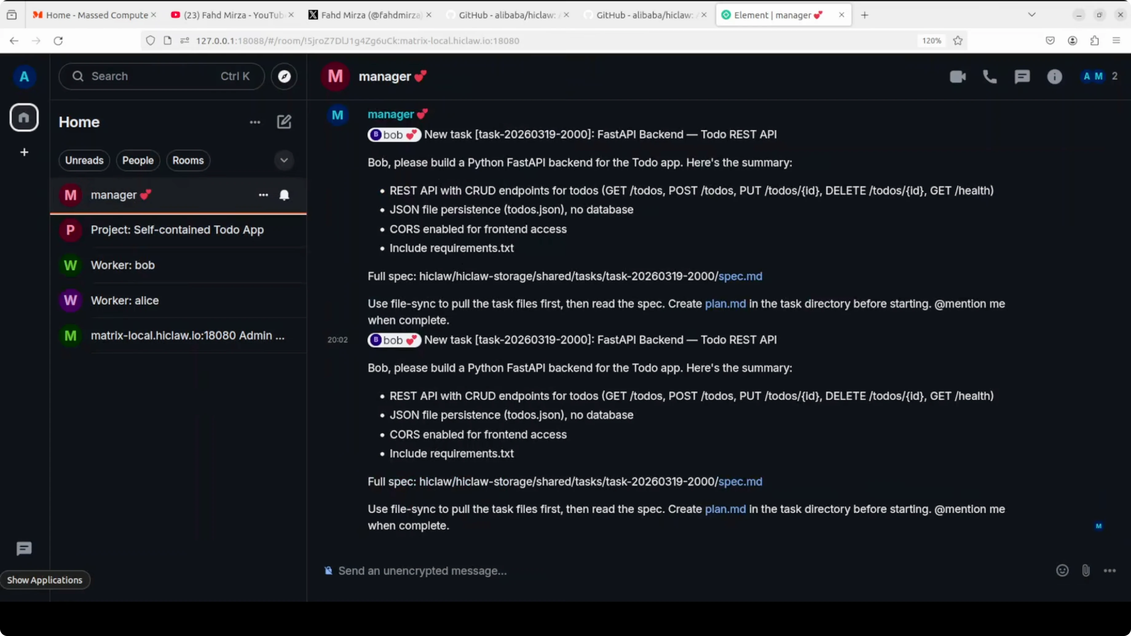 Screenshot from How to Run a Multi-Agent AI Team Locally with HiClaw and Ollama? at 641s