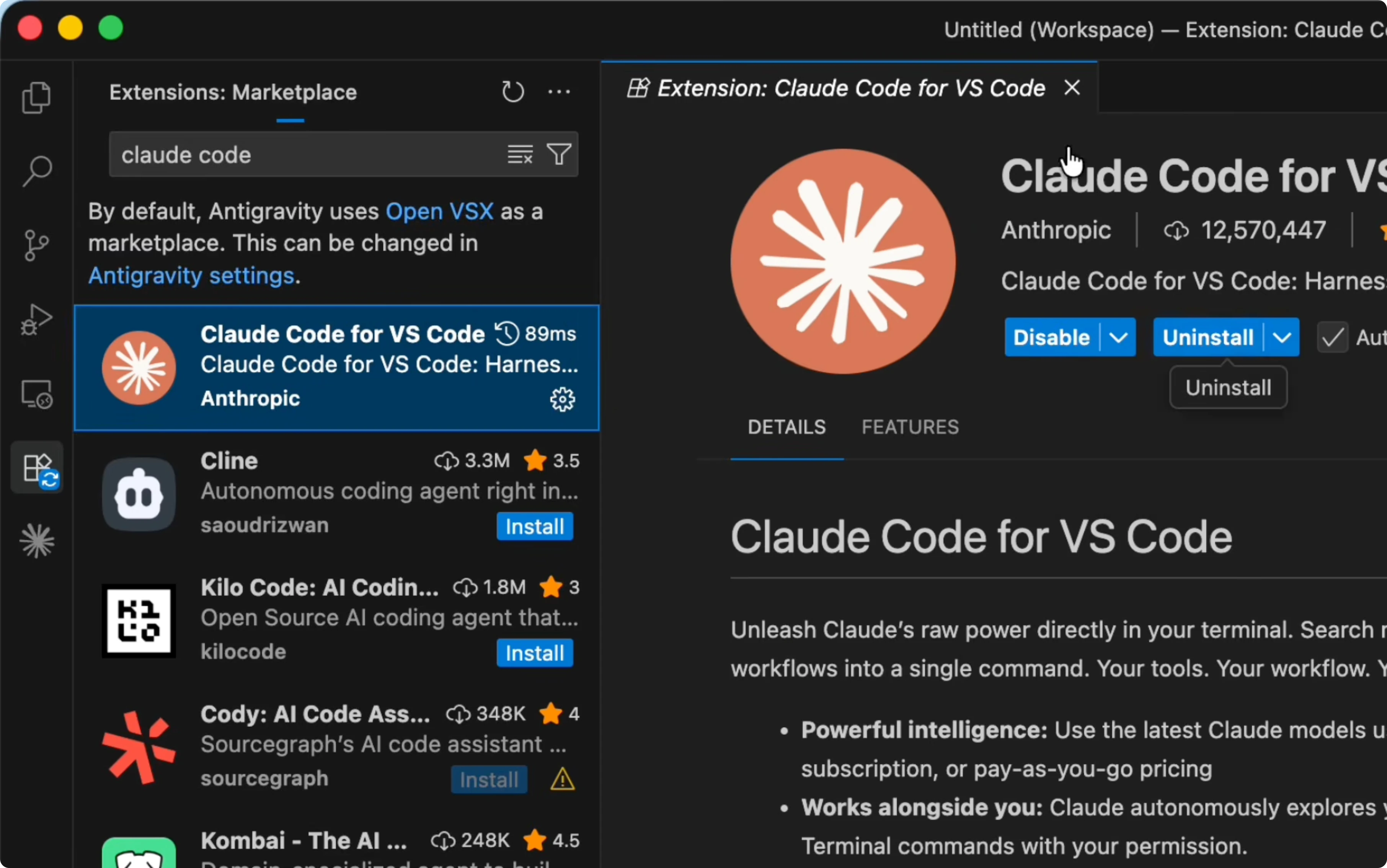 Screenshot from How to Install and Use Claude Code in Antigravity? at 137s