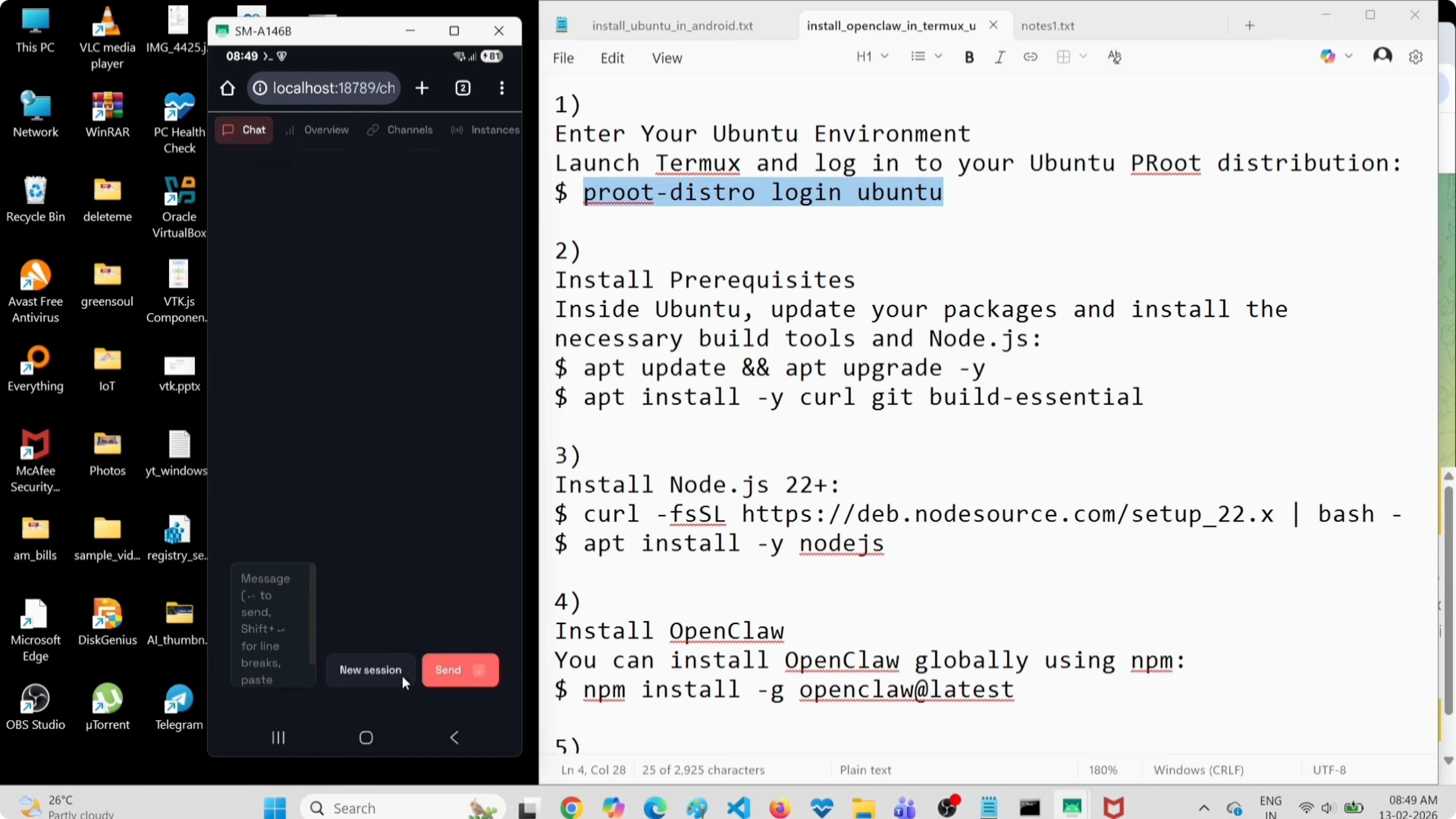 Screenshot from Installing OpenClaw on Android: Free Model and Telegram Guide at 480s