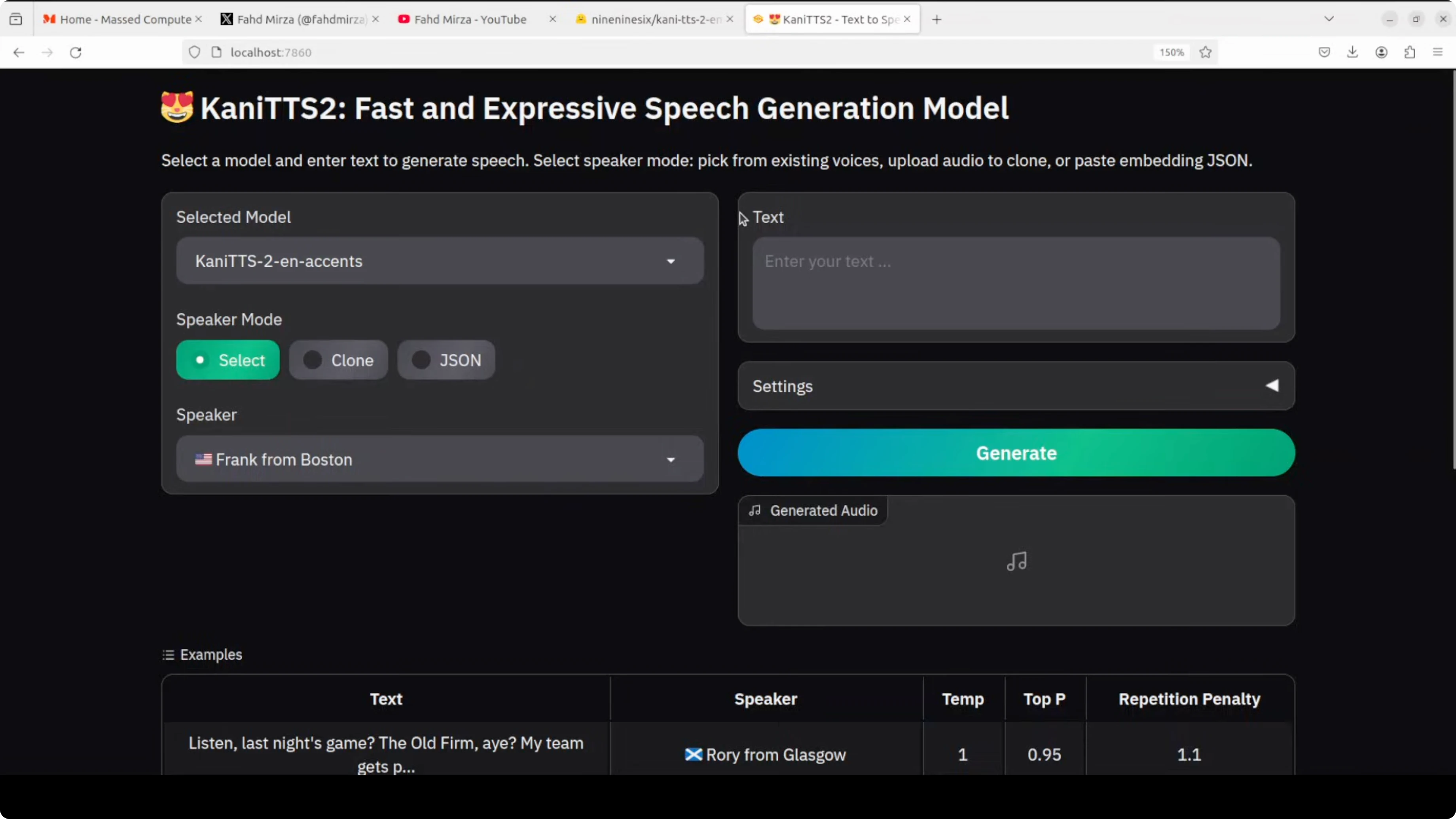 Screenshot from Kani TTS 2: Open Source Fastest Text to Speech at 132s