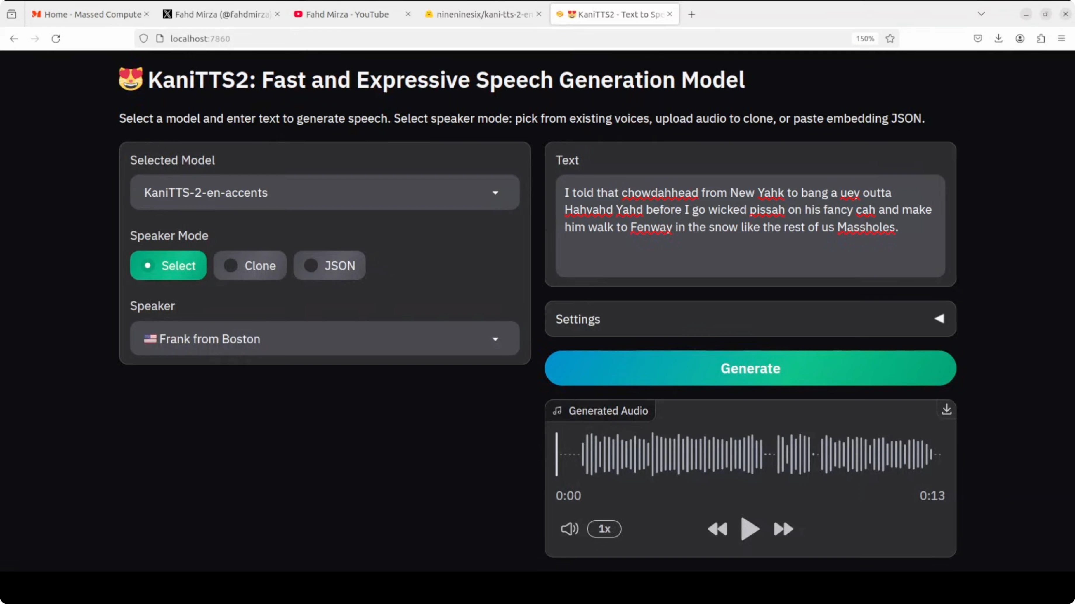 Screenshot from Kani TTS 2: Open Source Fastest Text to Speech at 229s