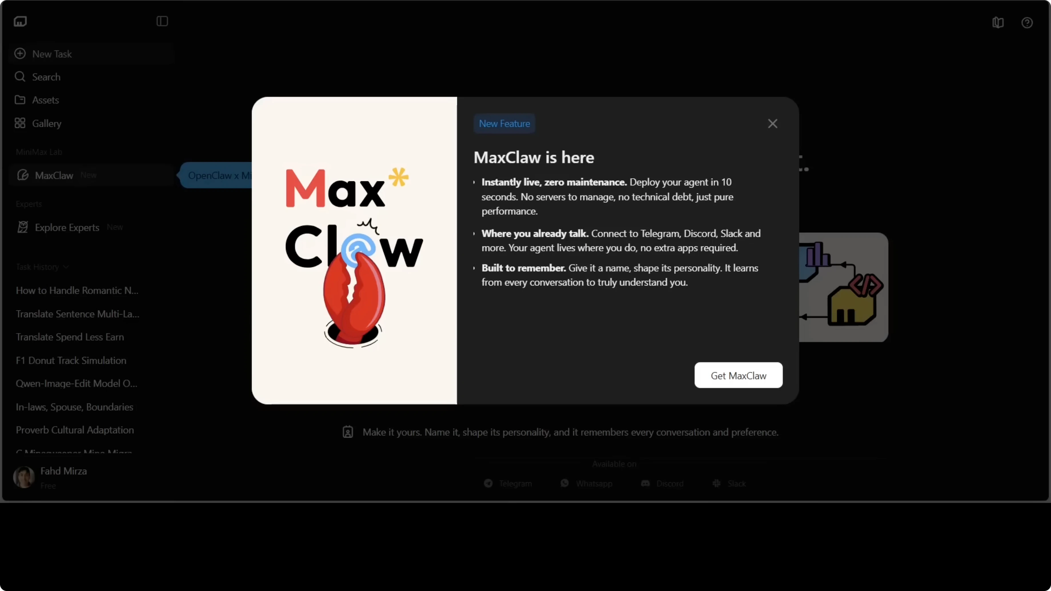Screenshot from MaxClaw: OpenClaw Instantly with AI Assistance at 91s