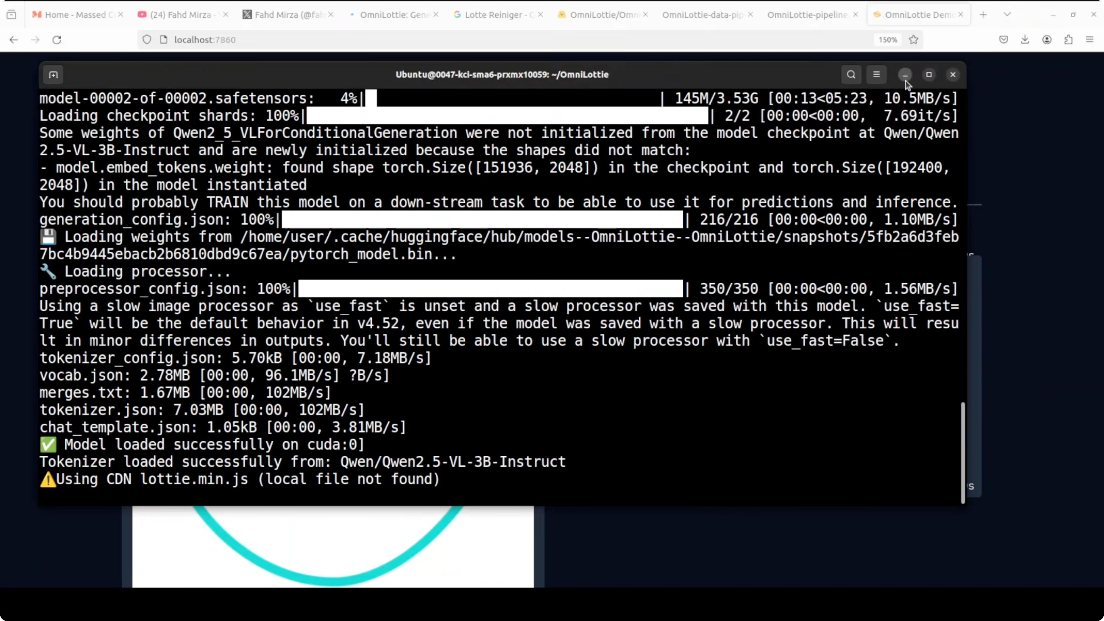 Screenshot from OmniLottie: Create Lottie Animations from Text, Image, or Video Locally at 376s