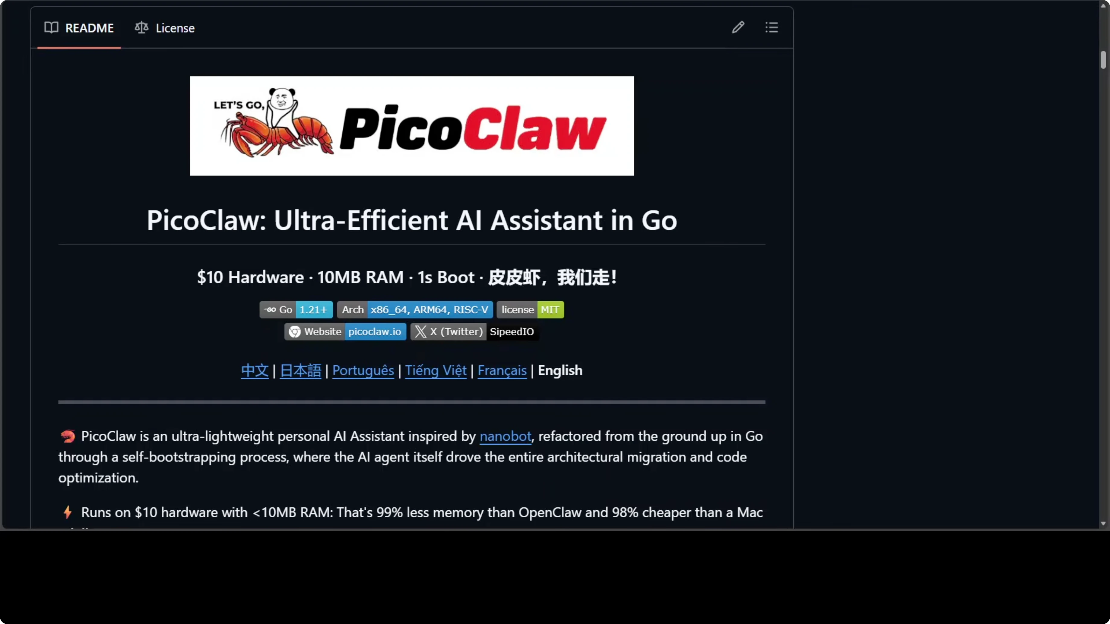 Screenshot from OpenClaw vs PicoClaw vs NullClaw vs ZeroClaw vs NanoBot vs TinyClaw at 107s
