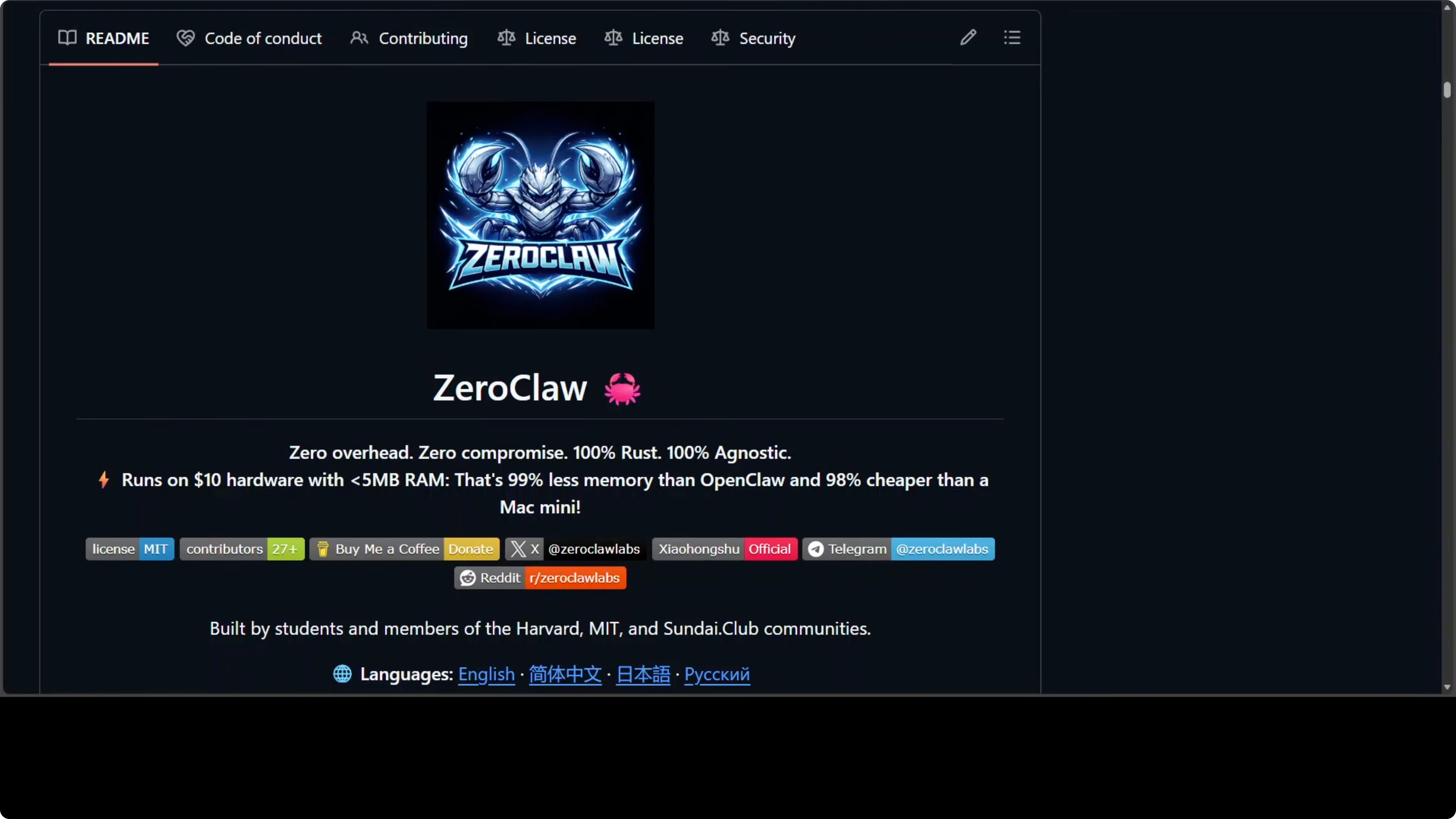 Screenshot from OpenClaw vs PicoClaw vs NullClaw vs ZeroClaw vs NanoBot vs TinyClaw at 64s