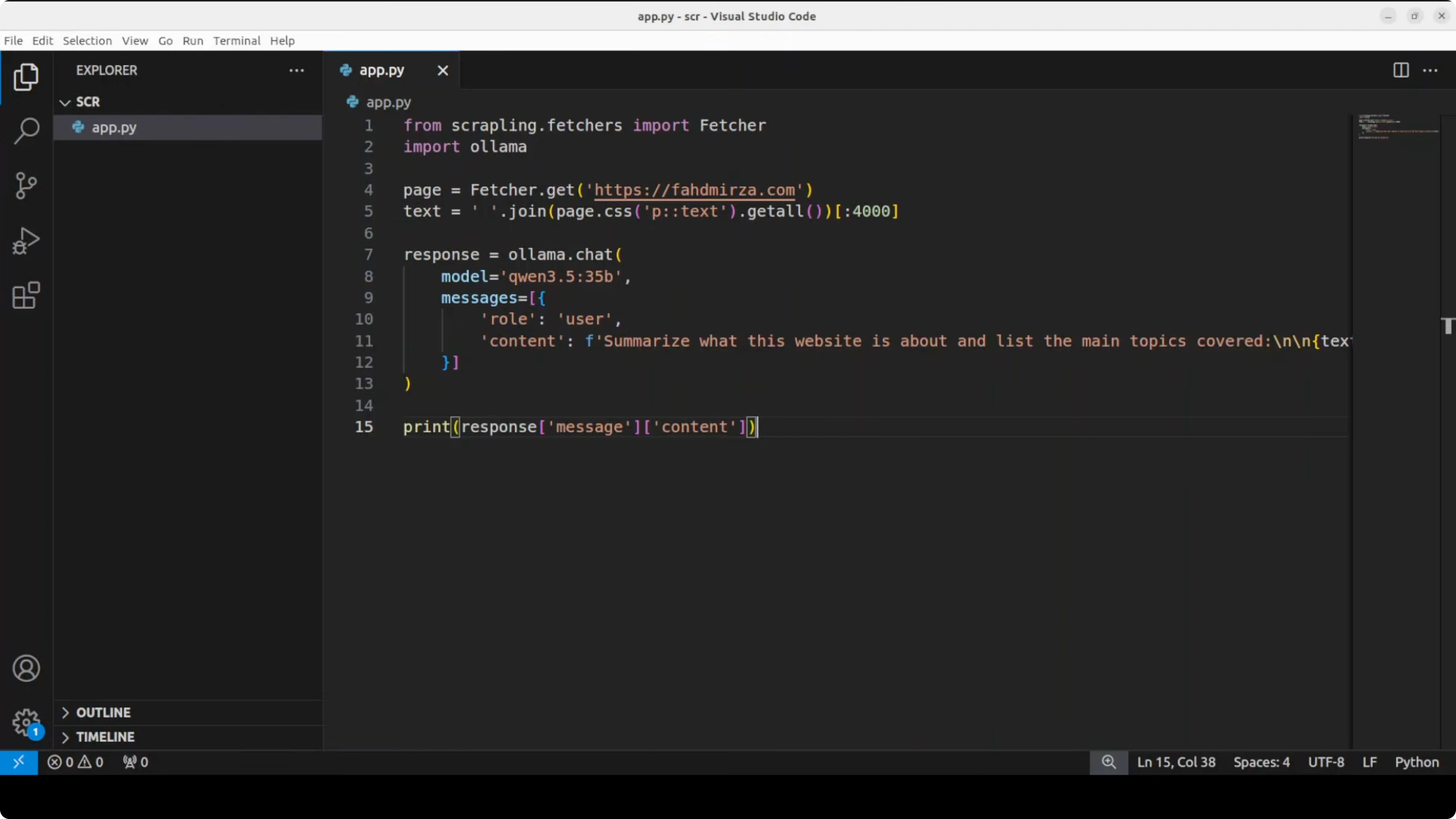 Screenshot from How Scrapling, Ollama & MCP Unlock Free Internet for Local AI at 237s