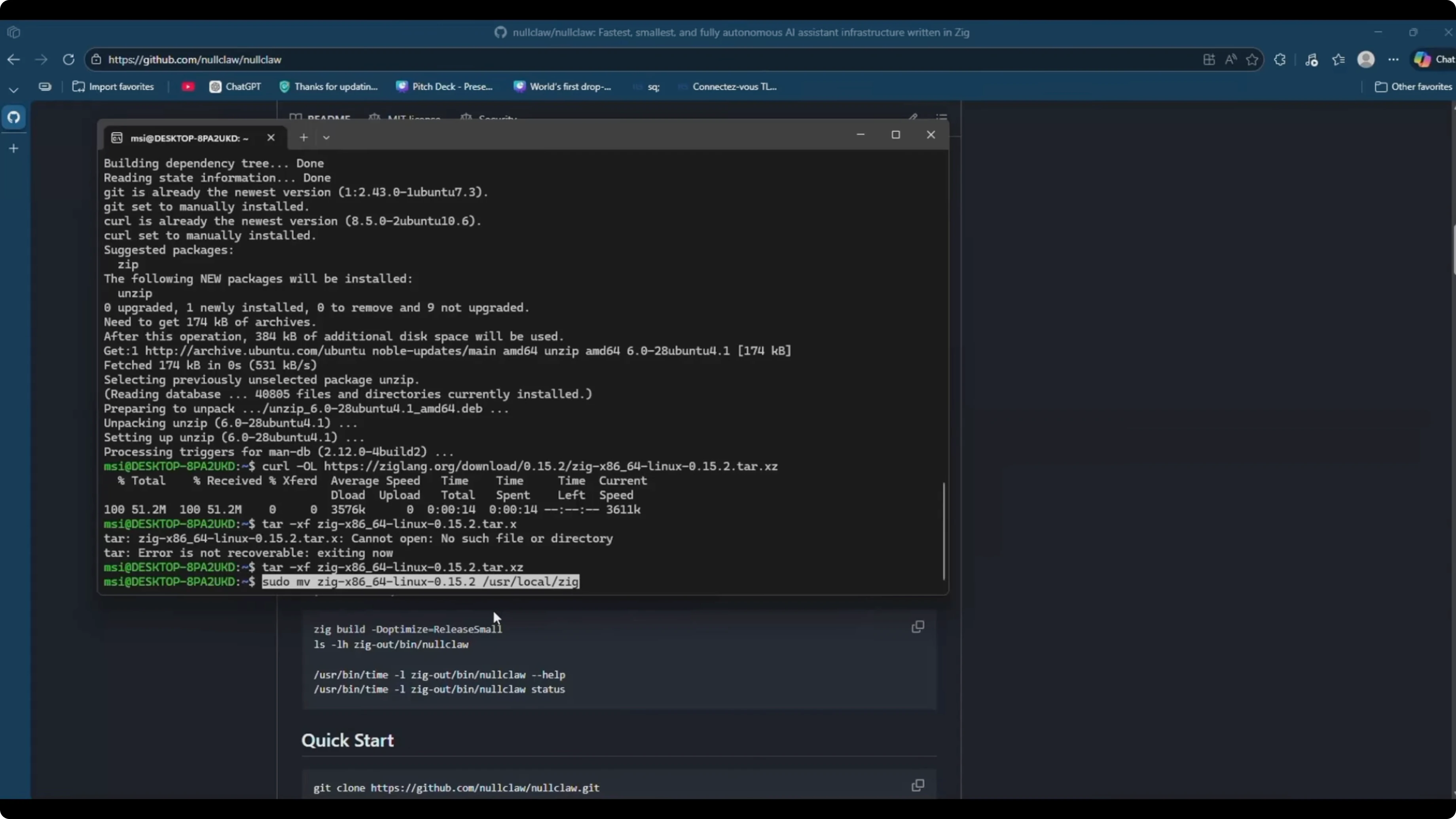 Screenshot from How to setup NullClaw in Easy Steps? at 124s