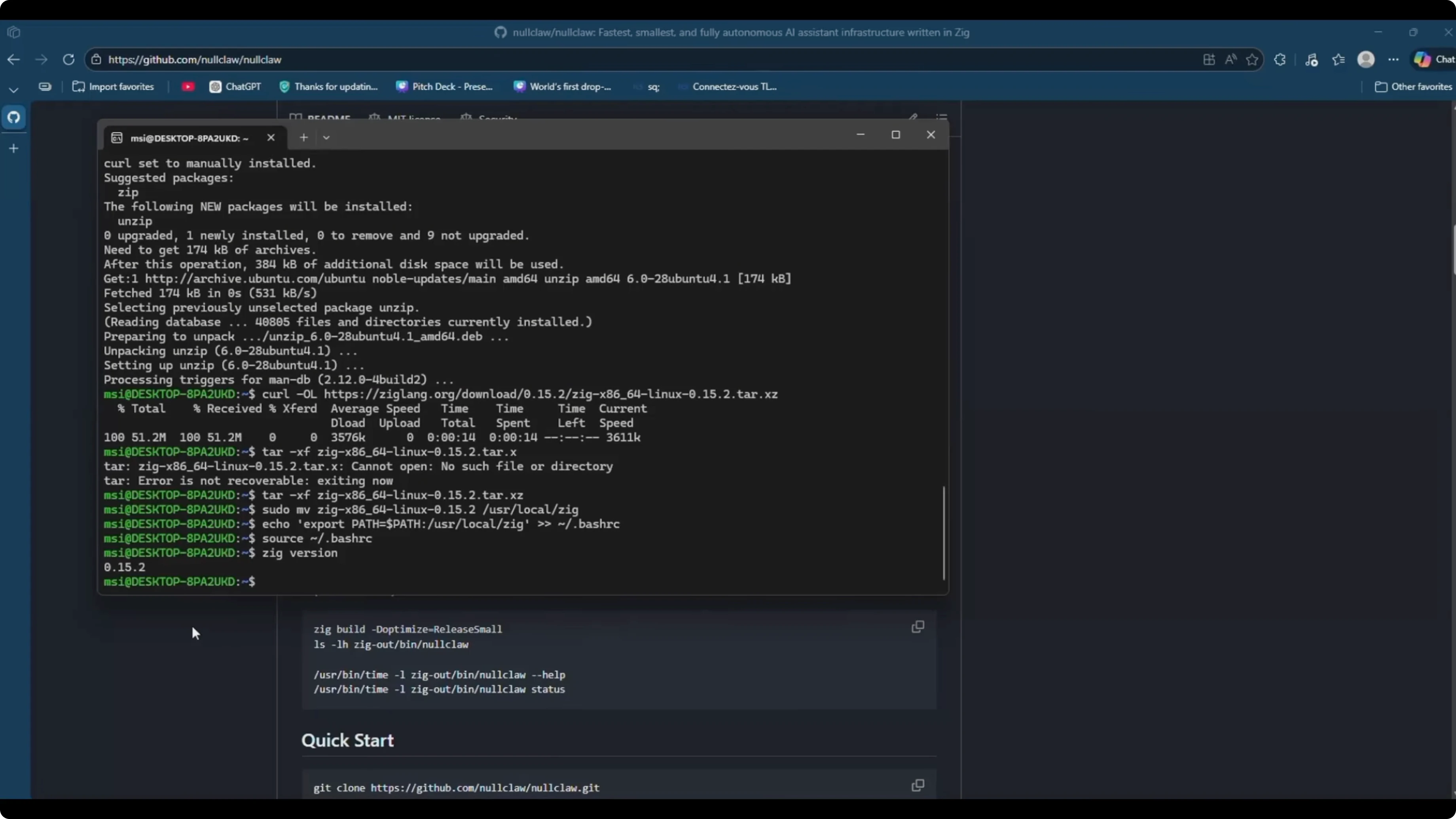 Screenshot from How to setup NullClaw in Easy Steps? at 149s
