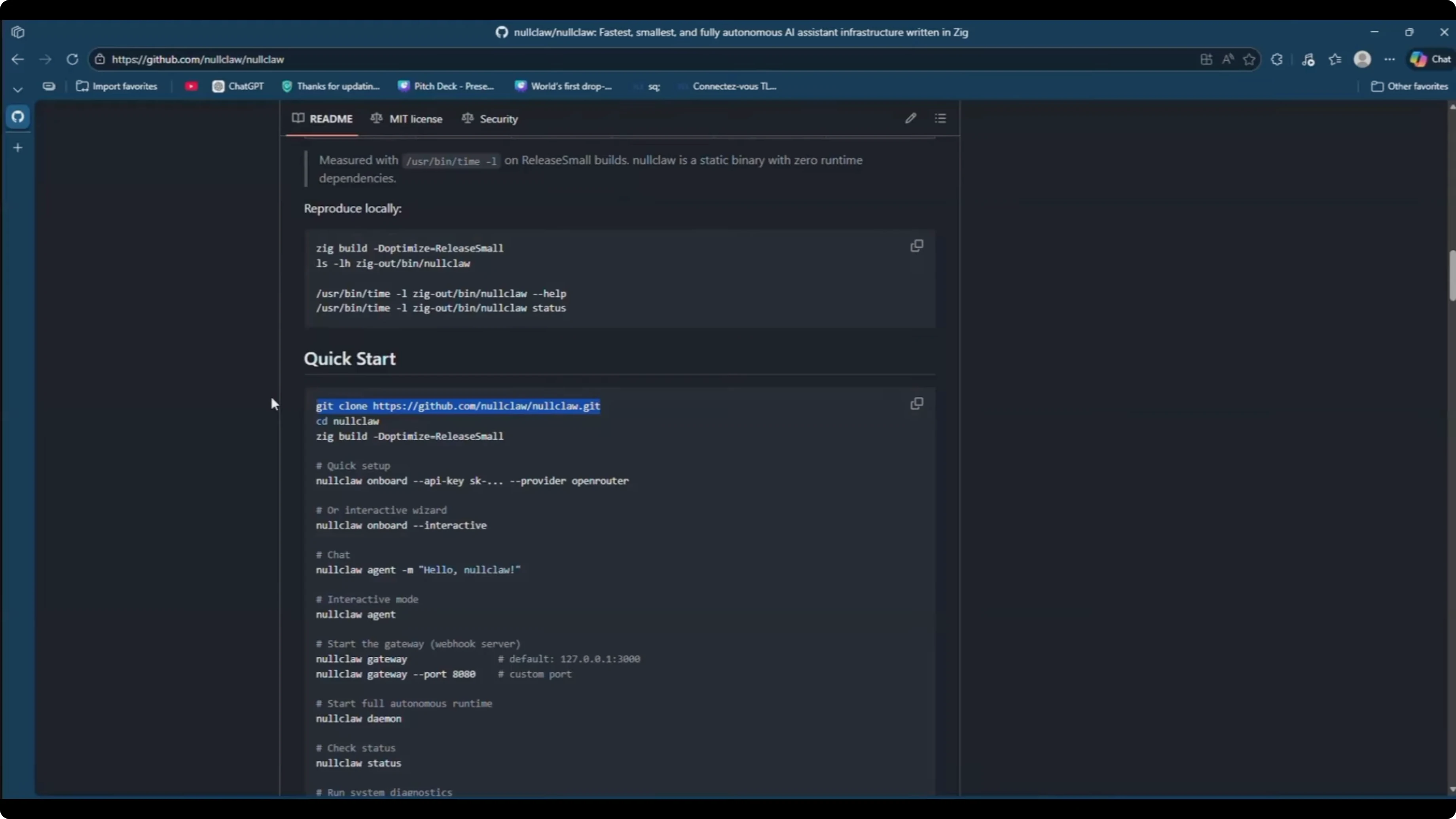 Screenshot from How to setup NullClaw in Easy Steps? at 158s