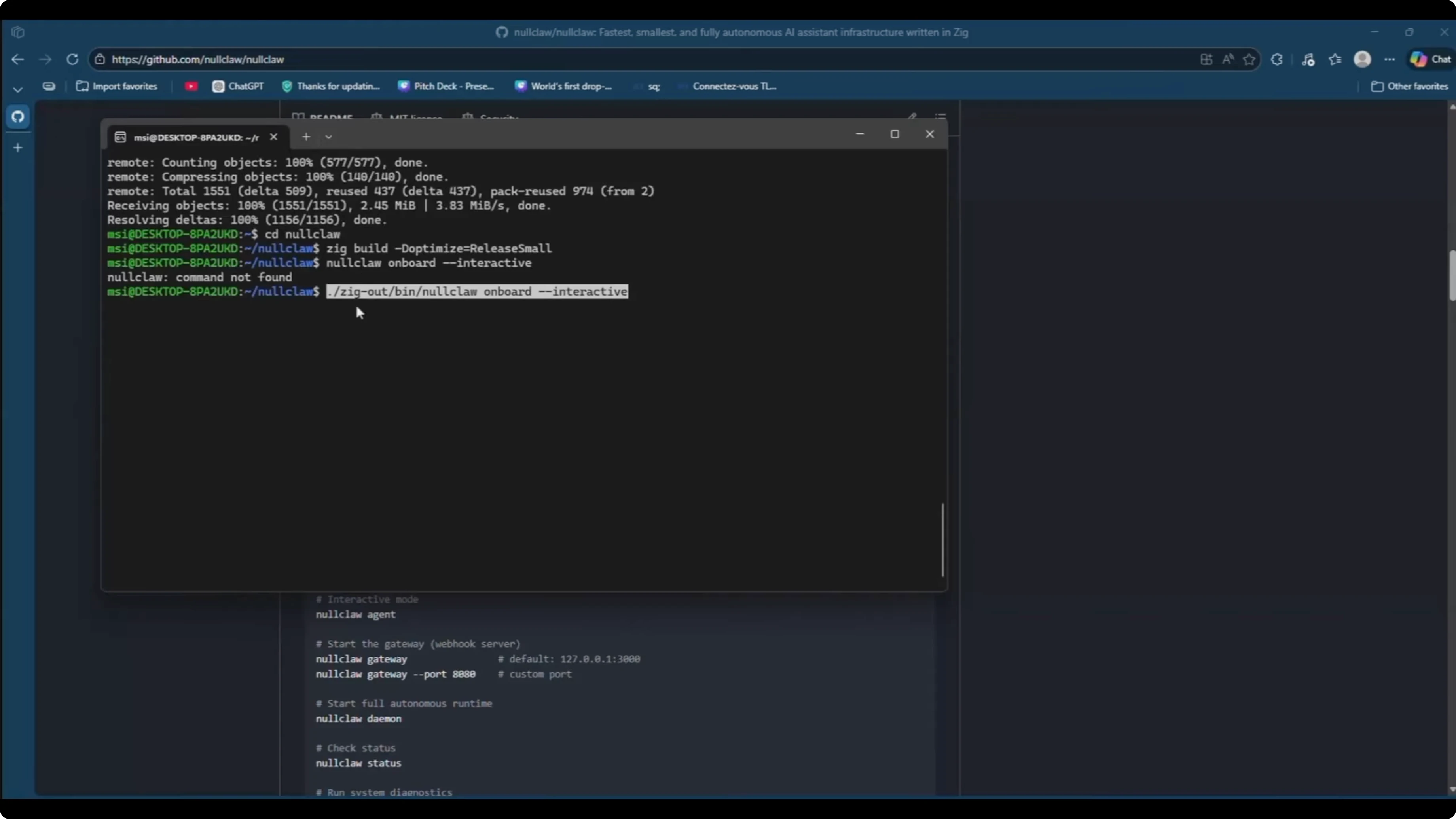Screenshot from How to setup NullClaw in Easy Steps? at 197s