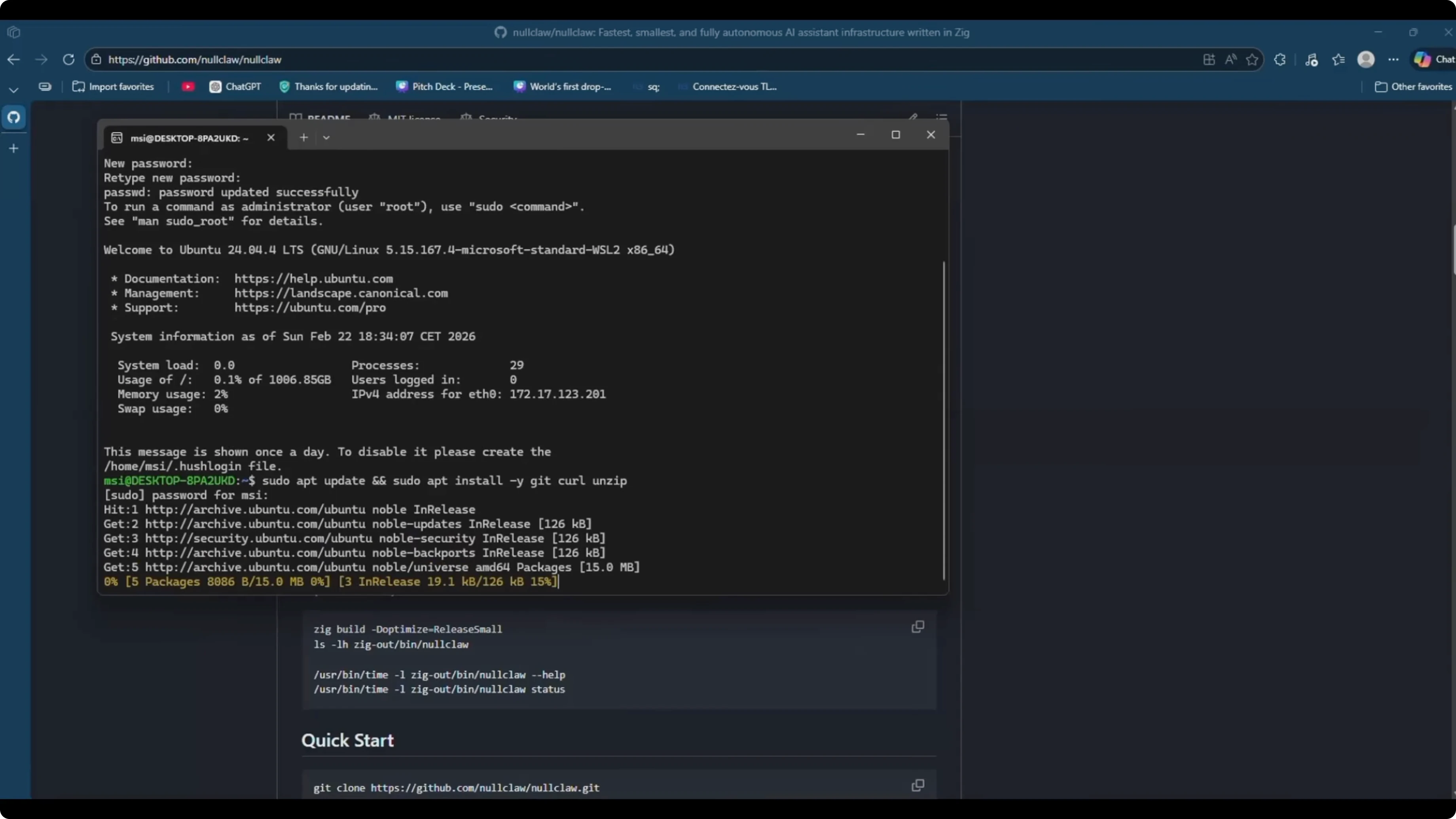 Screenshot from How to setup NullClaw in Easy Steps? at 80s